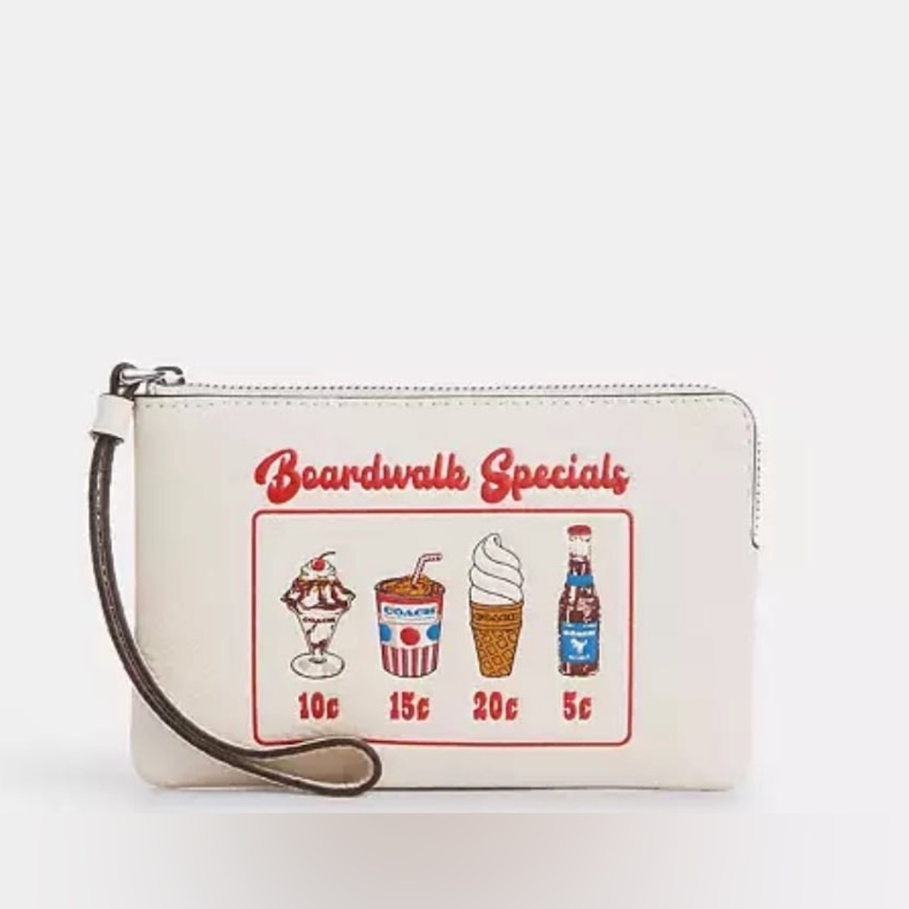 COACH Corner Zip Wristlet With Boardwalk Graphic